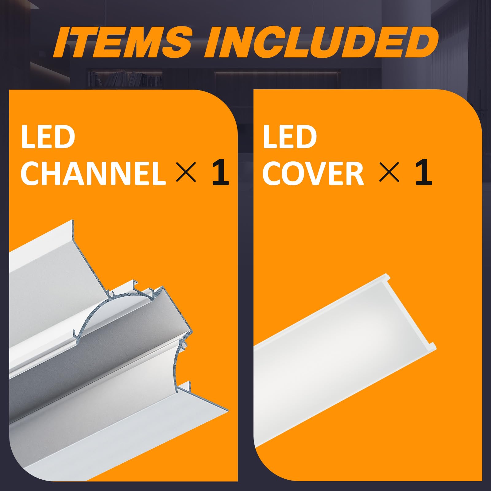 5 x Profilé Aluminium Corniche Led 2m (10m) Profilé Led Encastrable Plafond à éclairage indirect Pour Bande LED jusqu'à 19 mm ou Deux, Moulure Plafond led Canal Led et Diffuseur LED - 2000x19,7x10mm