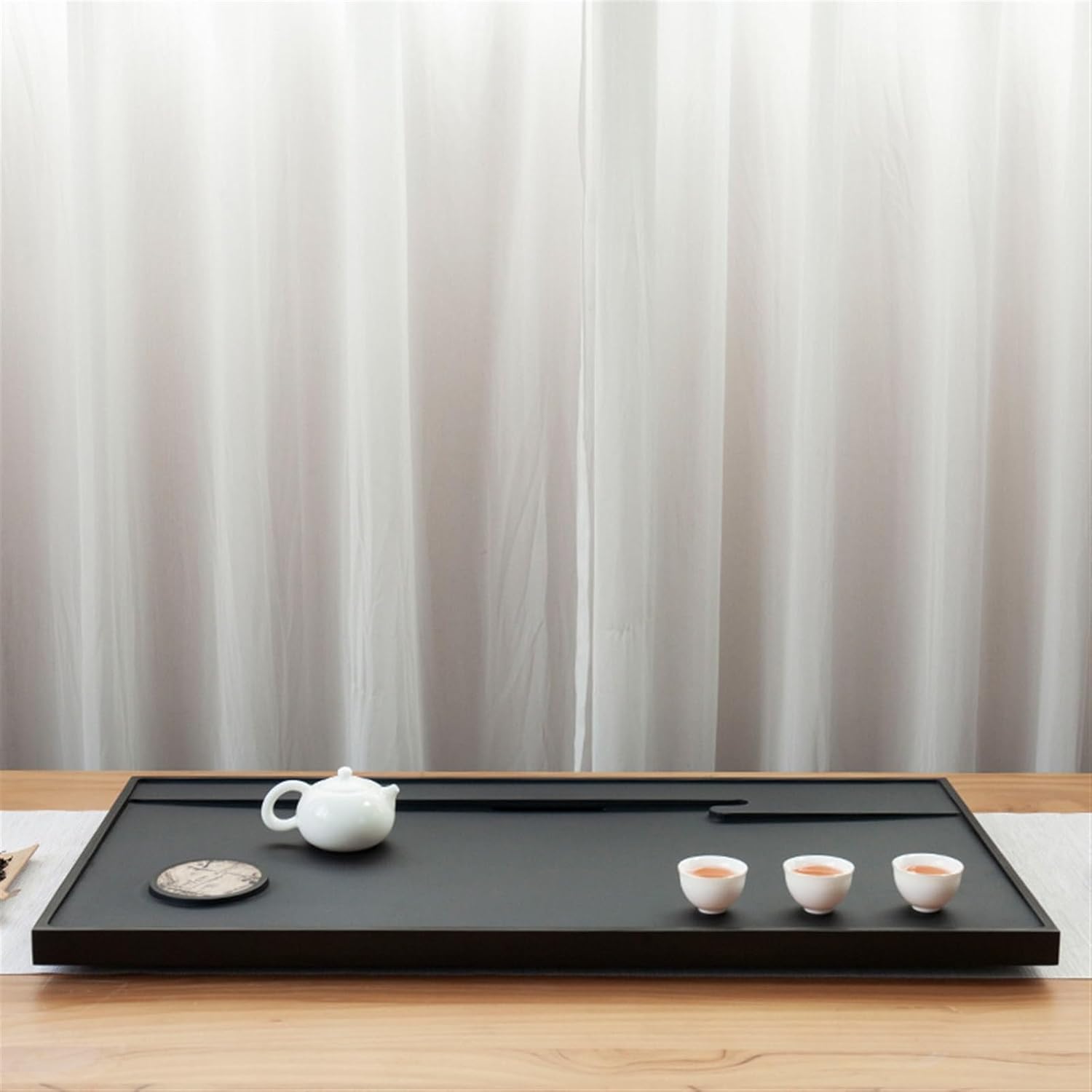 Tea Tray Natural Ebonite Tea Tray for Home Use Dry Bubble Simple Small Drainage Chinese Painting Stone Tea Table Tea Sea Tea Set Tea Plate (One Color 80x35x3cm)