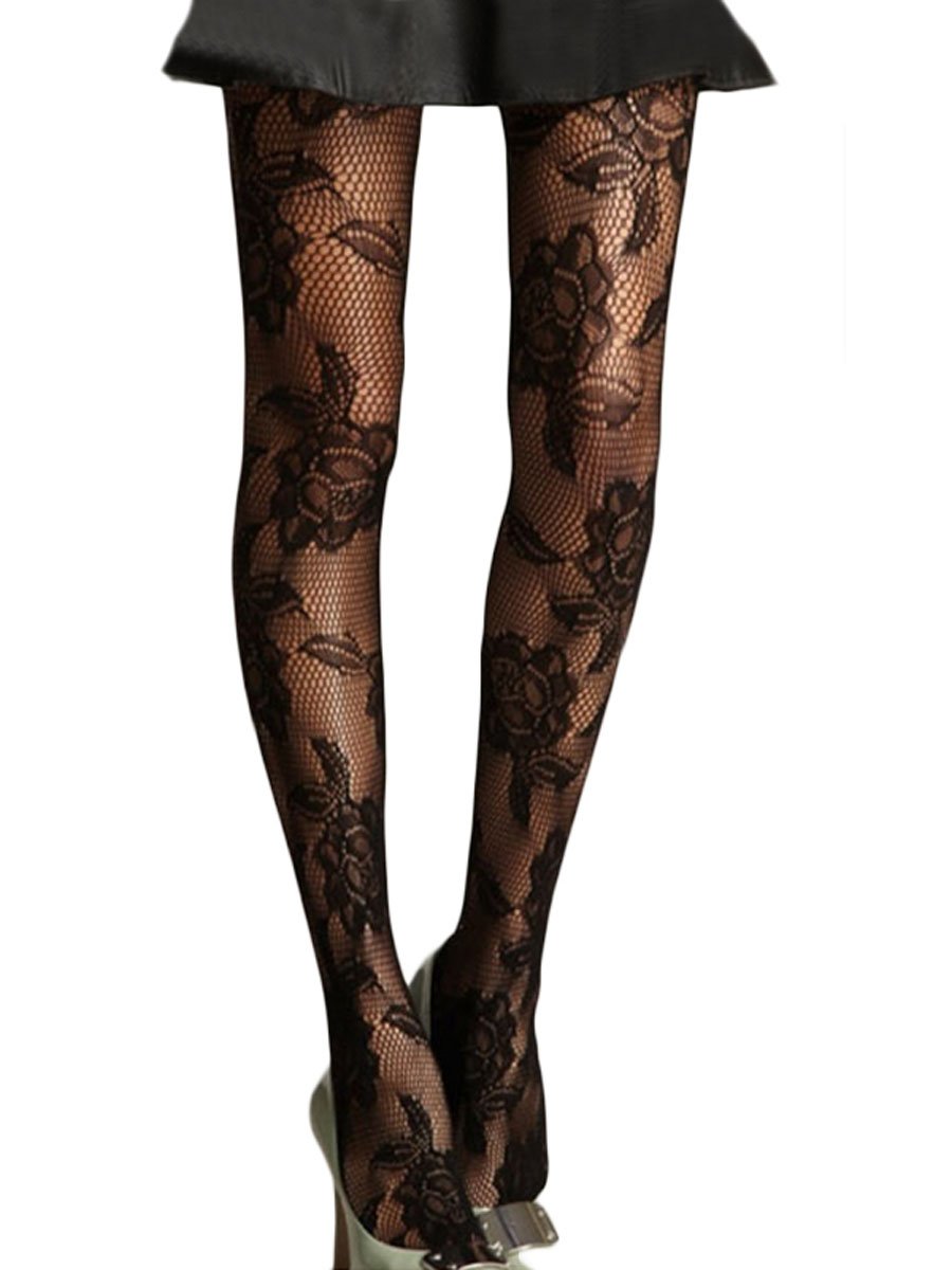 black patterned pantyhose