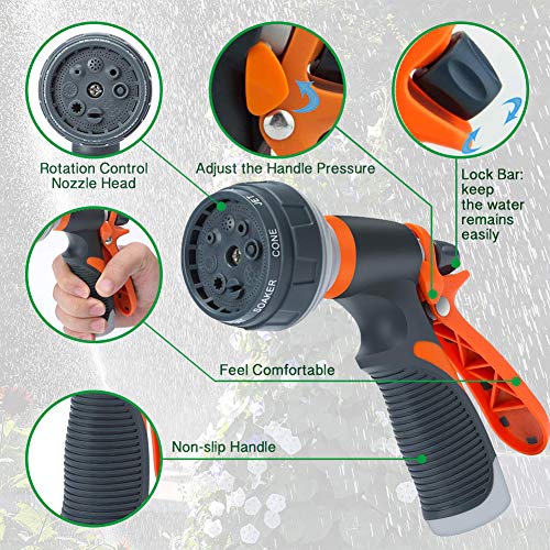 Garden Hose Nozzle 2 Pack Heavy Duty Hose Spray Gun 8 Way High Pressure Hand Sprayer Spray Nozzle For Watering Lawn Car Washing Pet Bathing Sidewalk Cleaning #TOP2