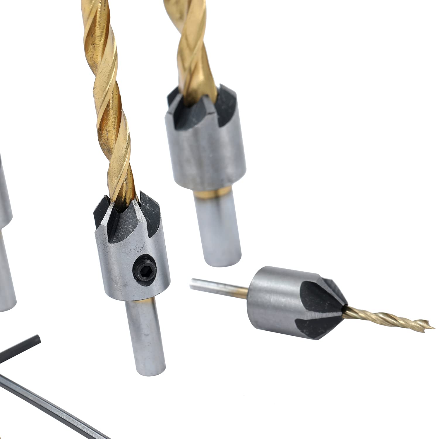 TOOLDO Kegelsenker Bohrer Set, 3-teilig, Für Schraubengrößen #6, #8, #10 – Inkl. Sechskantschlüssel