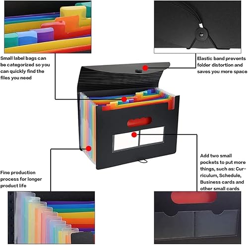 Miniatura 3 de Organizador de archivos de acordeón, carpeta de archivos expandible de 13 bolsillos con cubierta expandible, caja de archivo portátil, carpetas