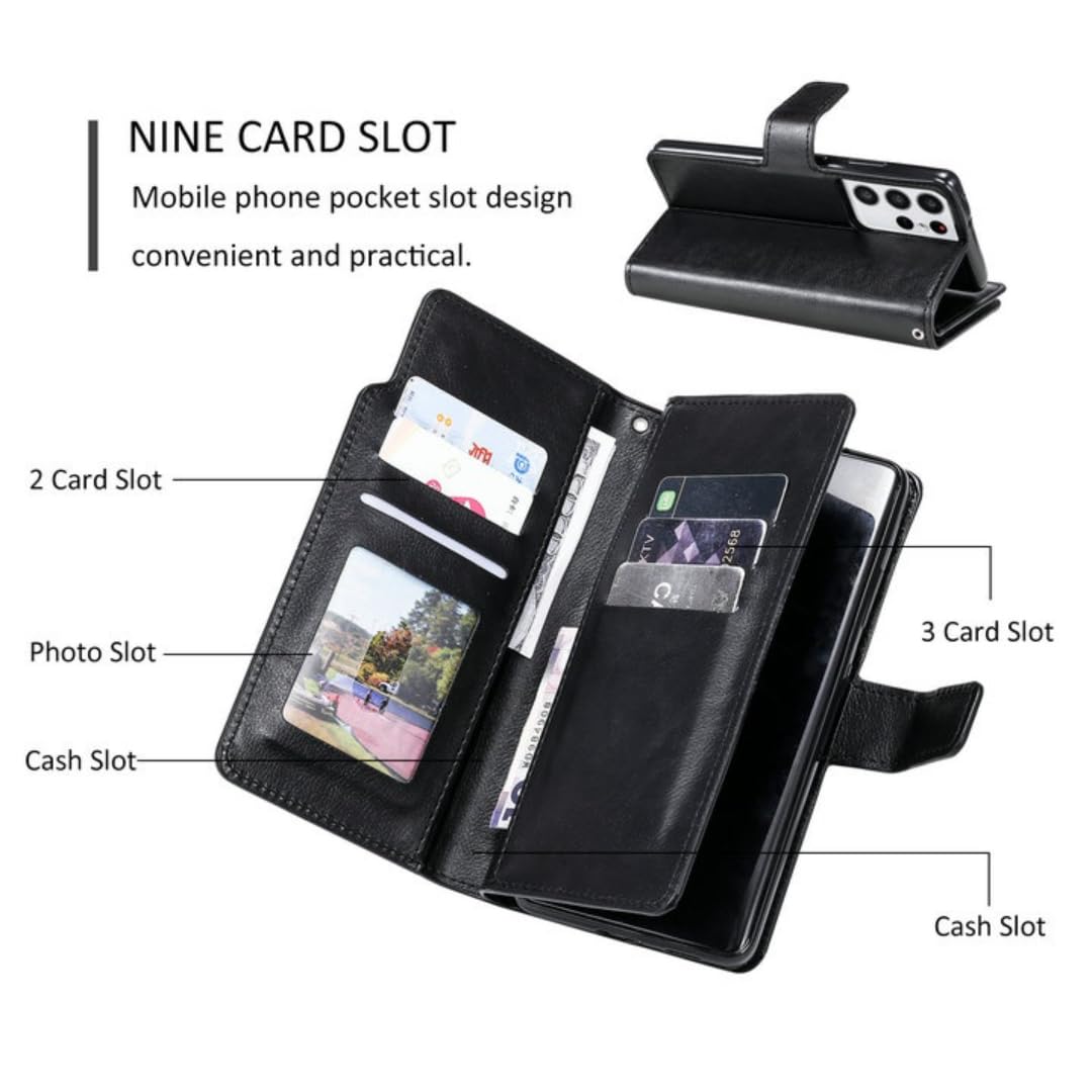 Etui z klapką do Samsung Galaxy S26 S25 S23 S22 S21 S24 Ultra 5g, portfel, książka, do S23 Fe S20 S 26 24 Plus, do Note 20, skórzane etui na karty (do Galaxy S26 Pro/czarne)