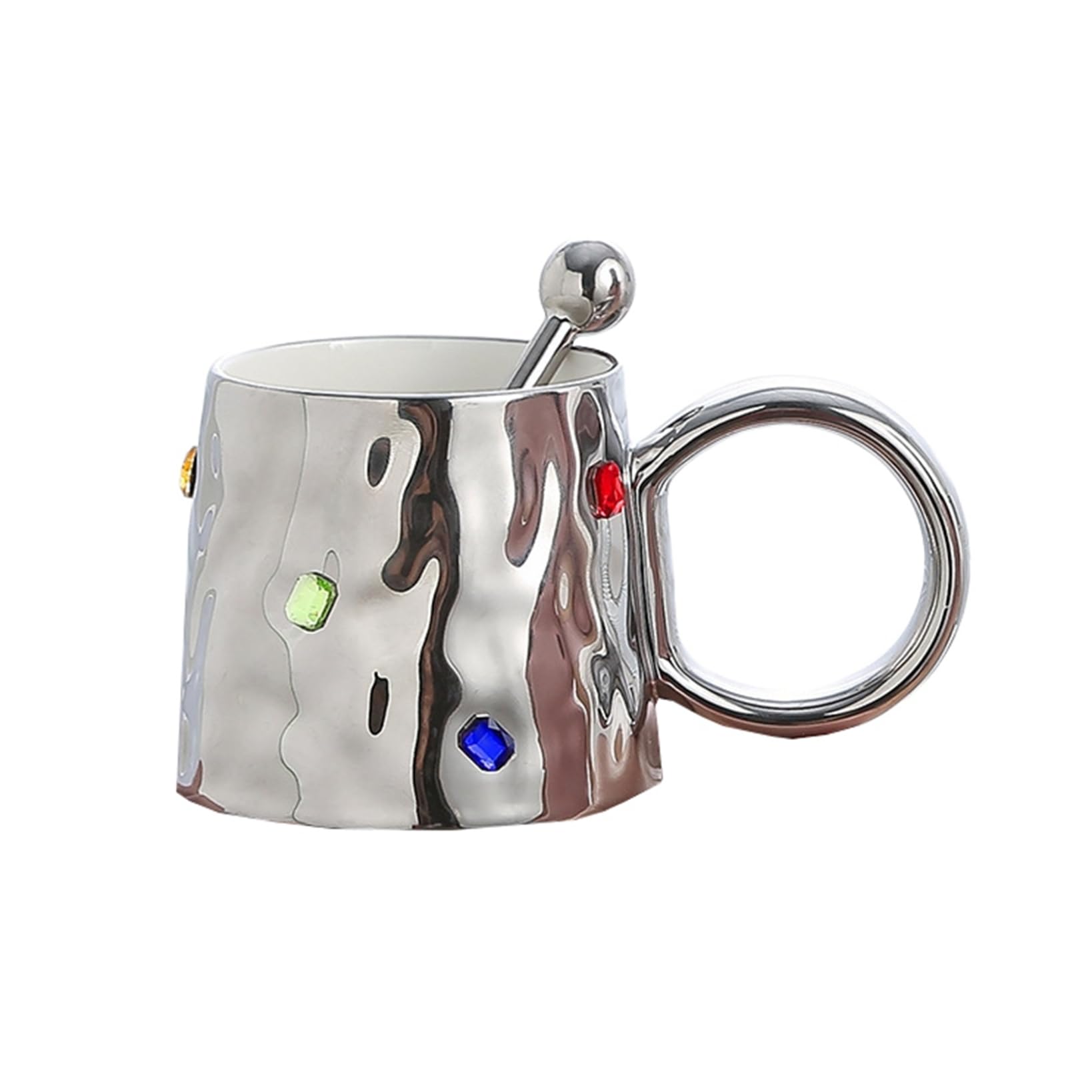 Amazon.co.jp: コーヒーカップ セラミック オシャレ 宝石飾り シルバー