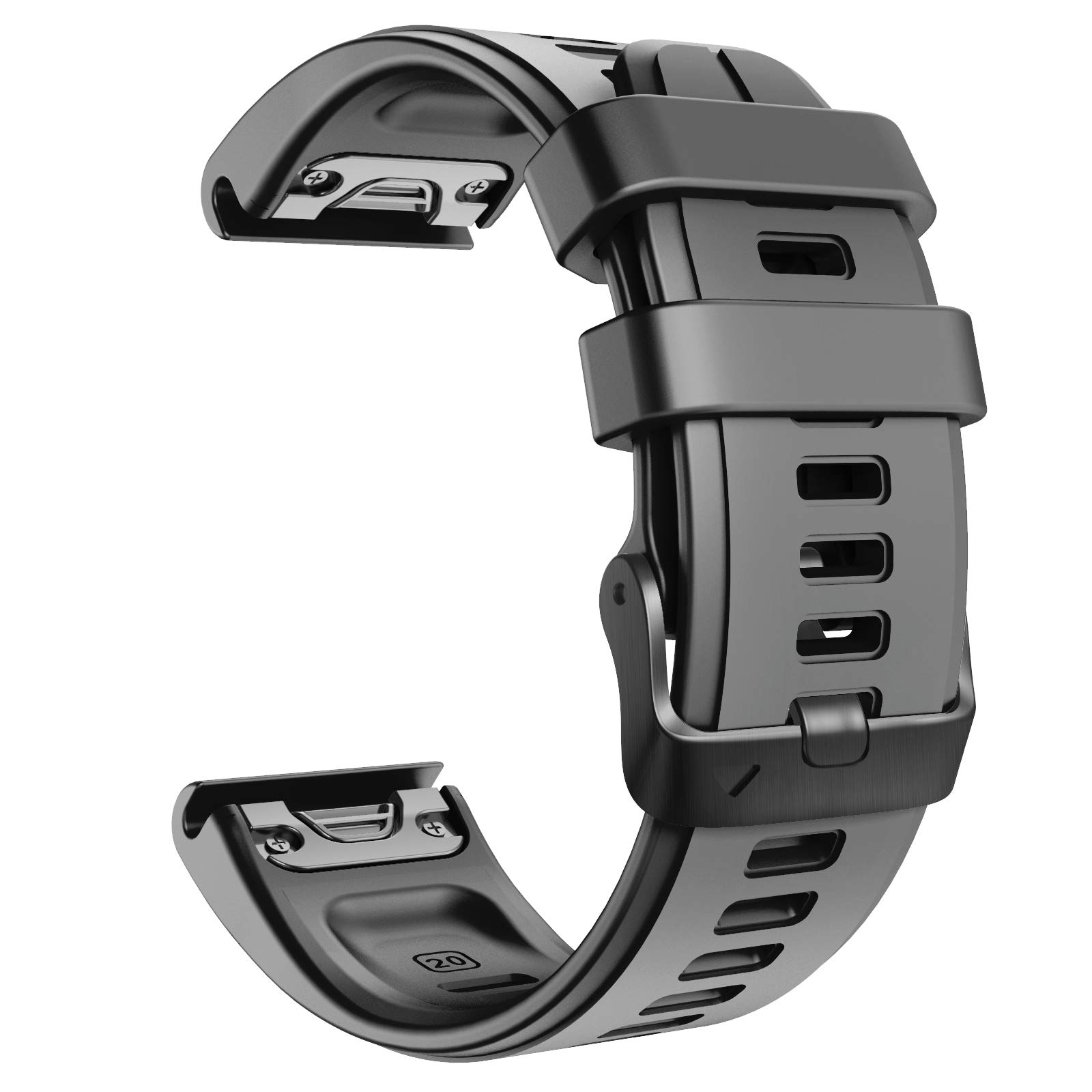 NotoCity Compatible with Fenix 5S Plus Band Silicone Sport Watch Bands for Fenix 5S/Fenix 7S/Fenix 6S/Fenix 6S Pro/D2 Delta S Smart Watch-Black Buckle(Black)