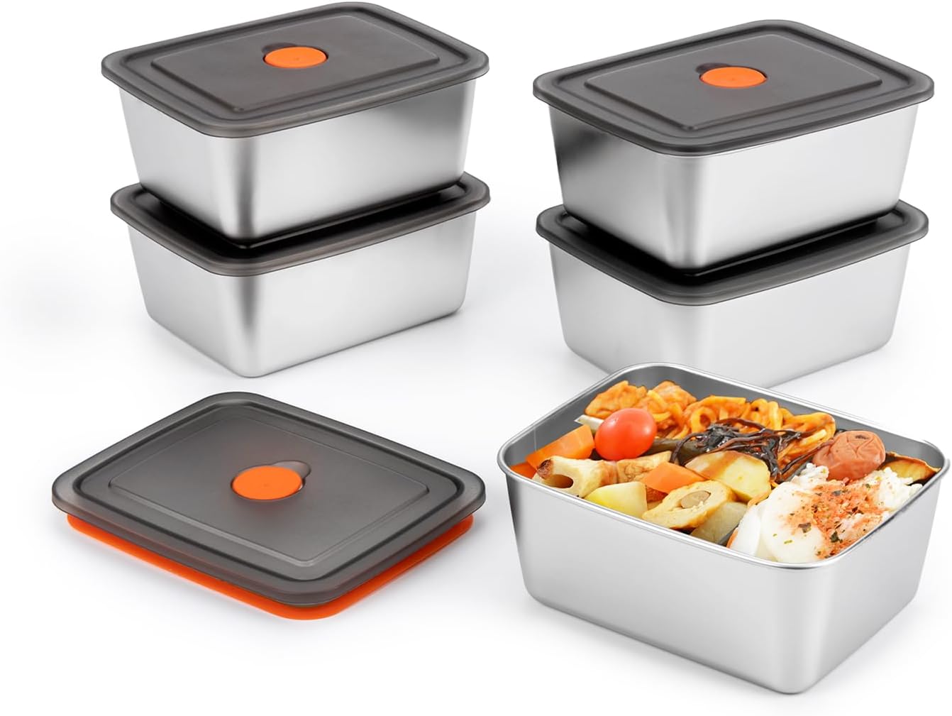 5 PCS(20oz) Stainless Steel Food Storage Containers With Lids | Snack Containers for Kids, Freezer Safe, Microwave Safe | Metal Containers For Meal Prep, Leftovers, Freezer