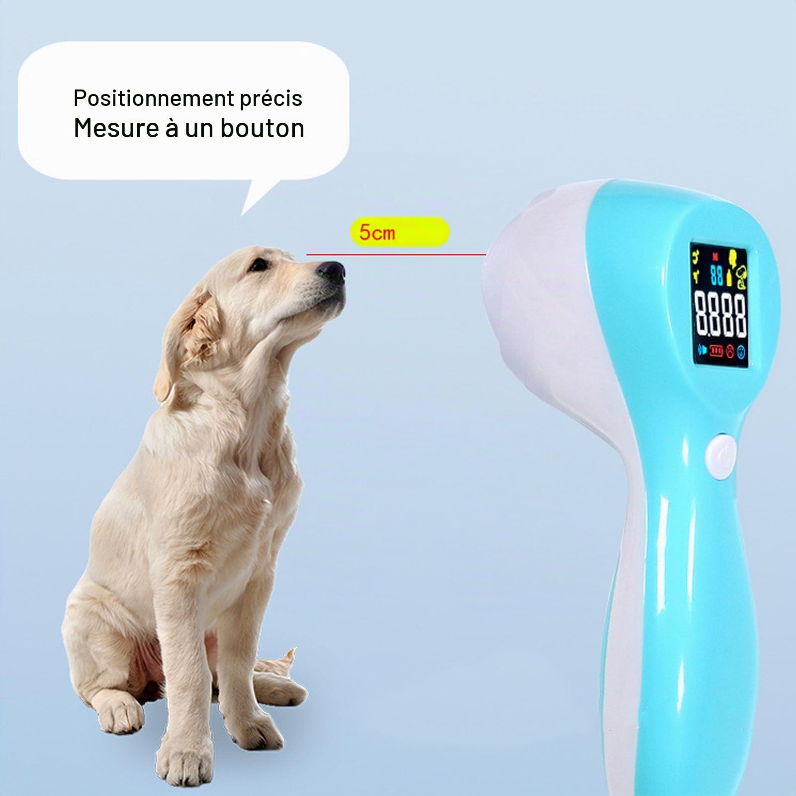 Thermomètre Numérique sans pour Animaux de Compagnie, Détection Infrarouge Rapide et Précise de la Température des Animaux de Compagnie avec écran LCD Facile à Lire
