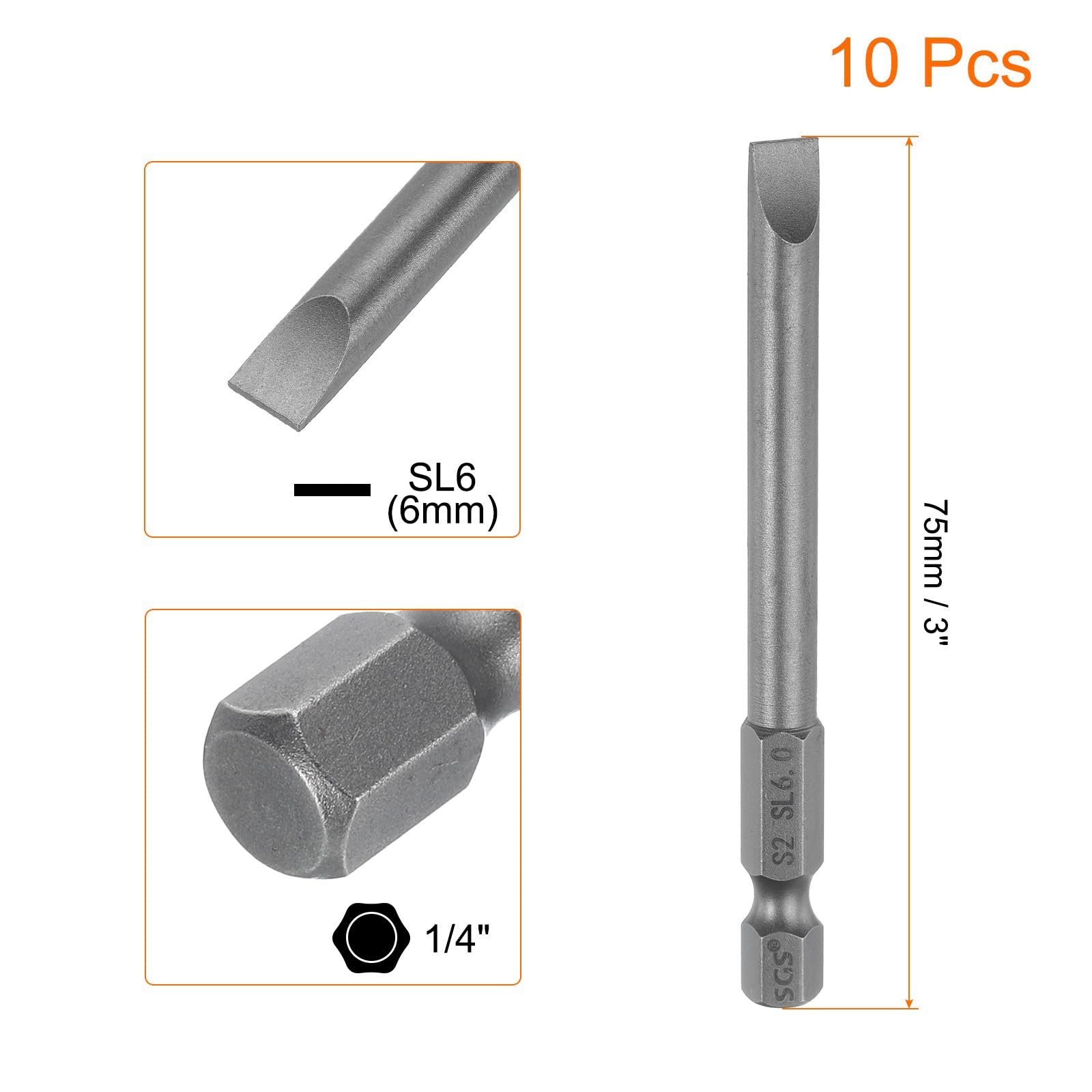 HARFINGTON SL4 Magnet-Schlitzschraubendreher-Bit 4 Mm – S2-Stahl, 6,35 Mm Sechskantschaft, 6,6 Cm