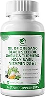 Vista 9 de Cápsulas de aceite orgánico de orégano con aceite de semilla negra, ajo, cúrcuma, albahaca santa, vitamina D3, E y pimienta negra para una mejor