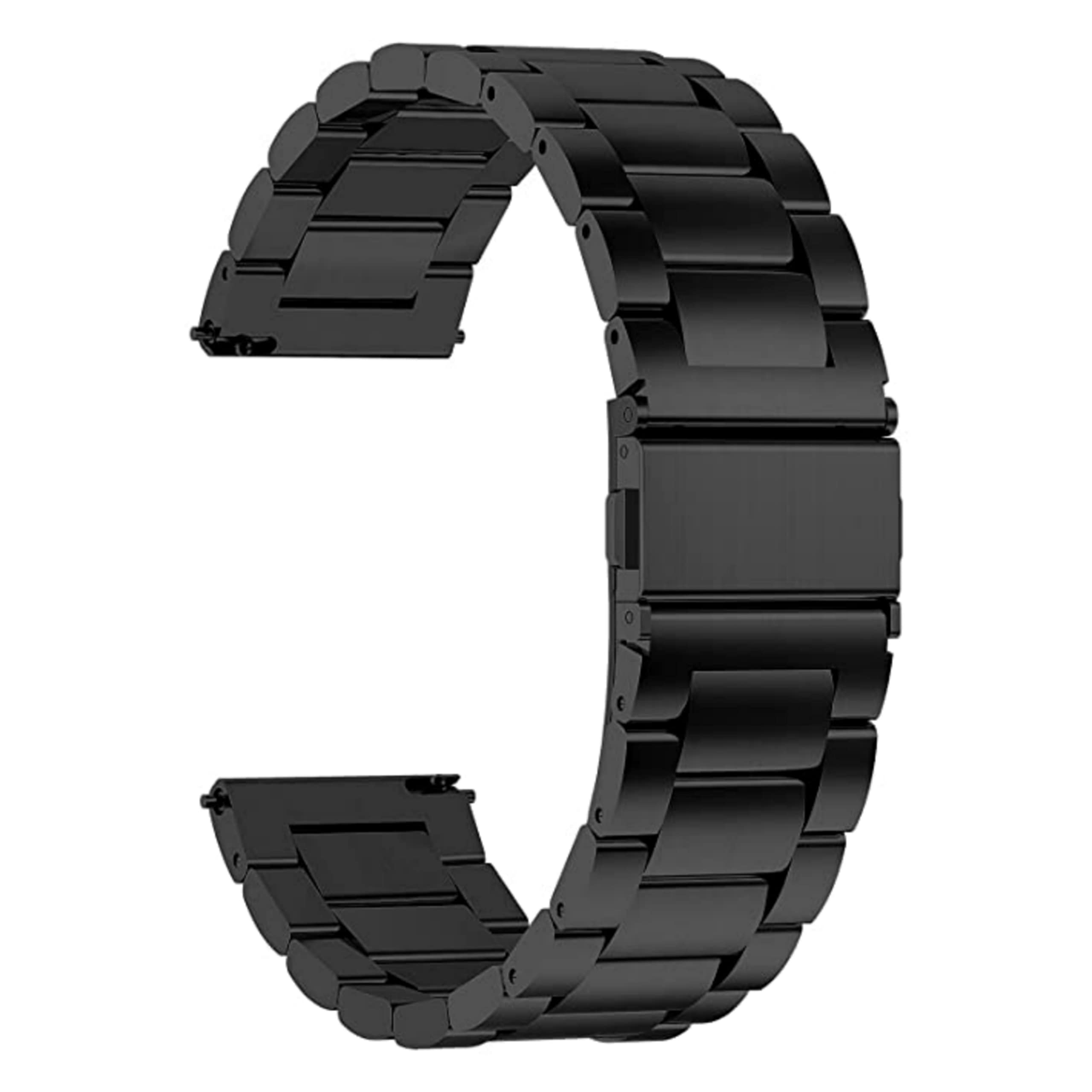 22mm Heavy Metal Chain Watch Strap with Secure Lock Techonology Compatible with/ColorFit Pro 4/Pro 4 Max/Amazfit GTR 47mm/Huawei GT2e /Stratos/Gear S3 Classic/Frontier/Fossil Gen 5/(Black)-image-30
