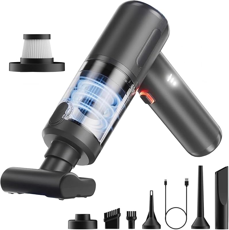 Handheld Car Vacuum Portable Cordless Interior Cleaner, 20000Pa Ultra-Strong Suction & Air Duster, Brushless Motor & HEPA Filter, 100W High Power Mini Vacuum Cleaning Kit for Home, Office, Pet Hair