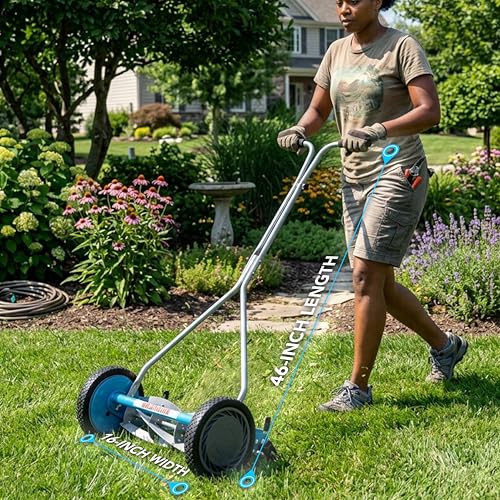American Lawn Mower Company 2605-16 16-Inch 5-Blade Reel Push Lawn Mower, Includes Mower Cover by American Lawn Mower Company - Used condition - US$99.35