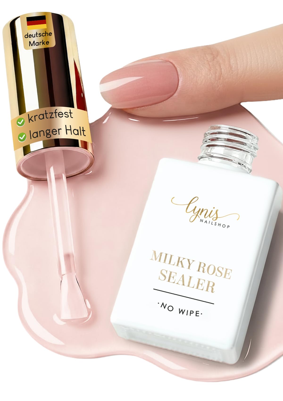Milky ROSE Sealer als Milchiger Rosa Versiegler für Nägel 10 ML mit Effekt als Top Coat UV Gel Überlack ohne Schwitzschicht · Lynis-Nailshop.de