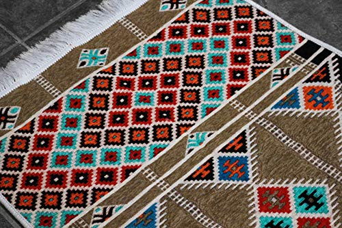 Camino de alfombra Kelim El Orient 65x200 cm con flecos para pasillo 6