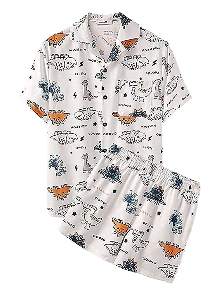 sl fashion Men's Printed Pajama Sets (X-Large, Orange..Shorts..)-picture-15