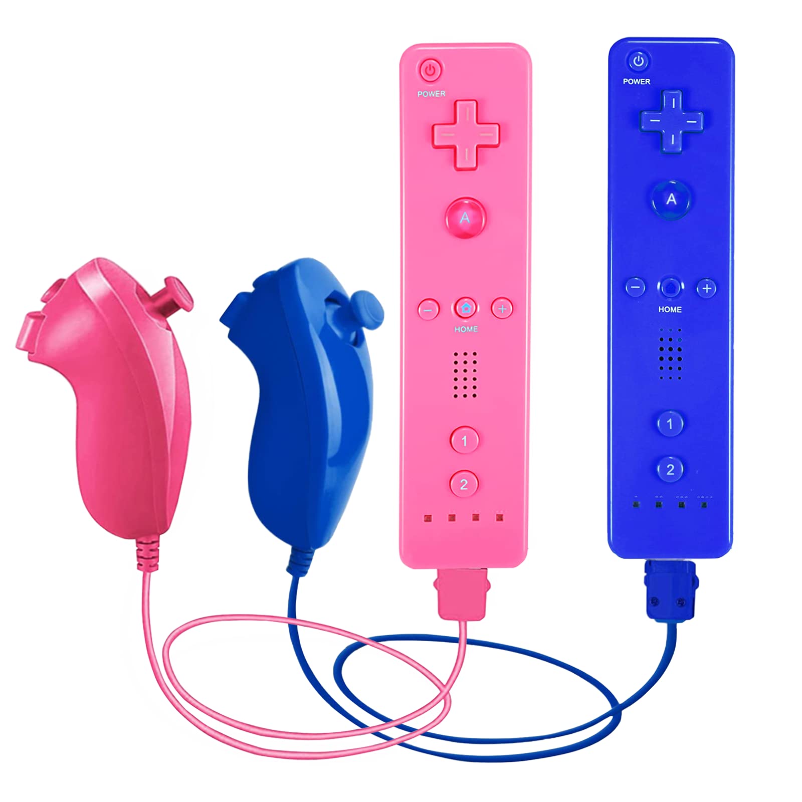 PGYFDAL - Telecomando e joystick Nunchuck per console wii/wii u (rosa e blu scuro)