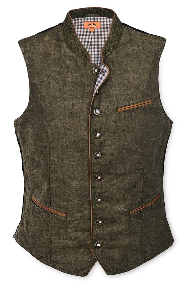 MADDOX Kinder Leinen Trachten Weste "Oliver" - hochwertige Jungen Trachtenmode zur Lederhose - Farbwahl Gr. 98-170 für Oktoberfest, Kärwa, Festlichkeiten