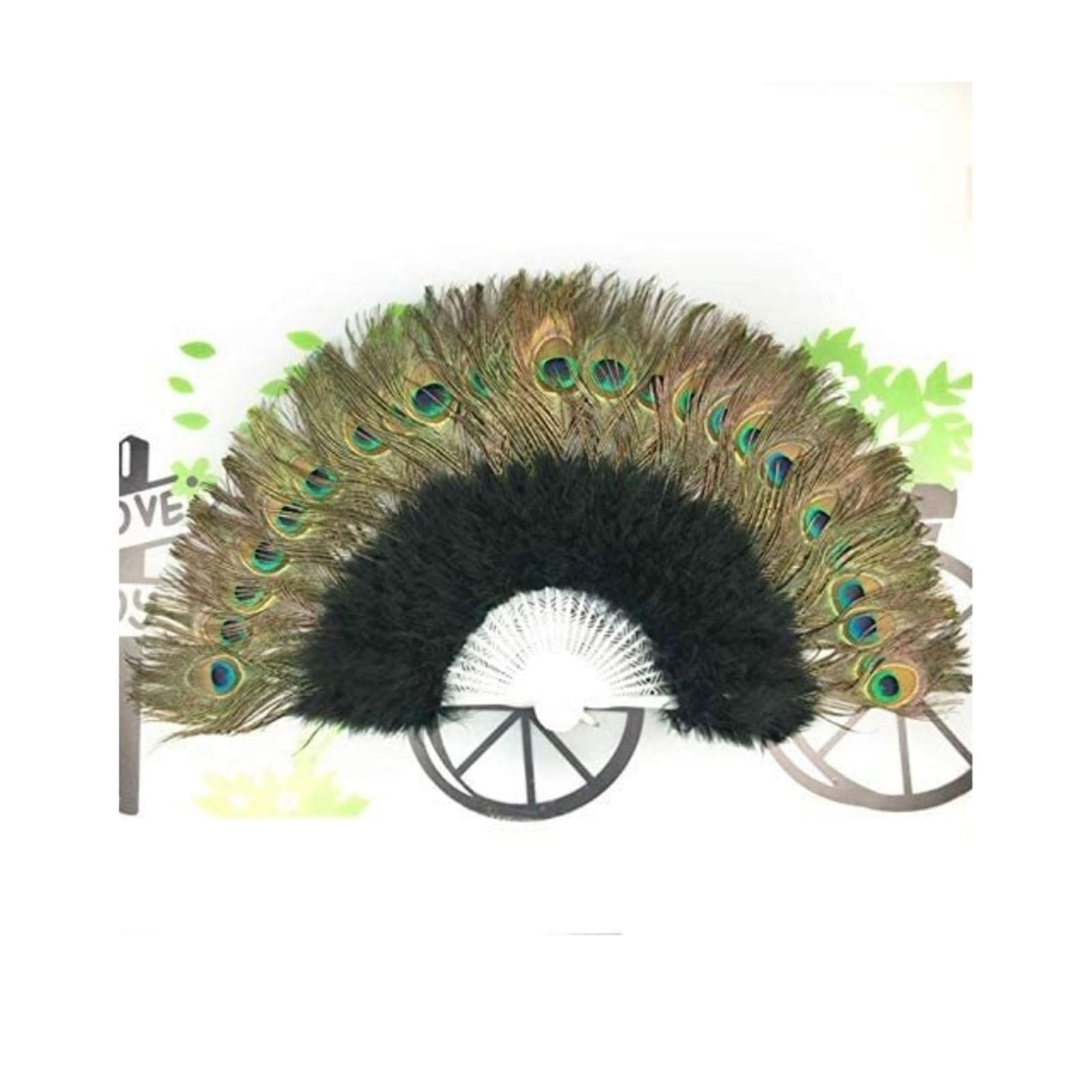 WDCDYQDH Folding Fans Hand Fan Lolita Peacock Feather Sweet Fairy Girl Dark Gothic Court Dance