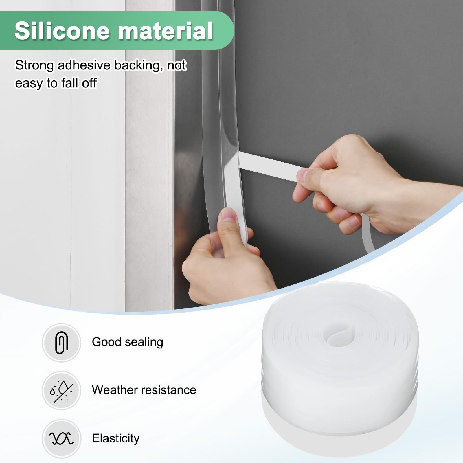 M METERXITY Weather Stripping Door Seal Strip, 1.77 Inch(45mm) Silicone 16.4 ft Draft Stopper for Windows Gaps/Shower Door - Image 2