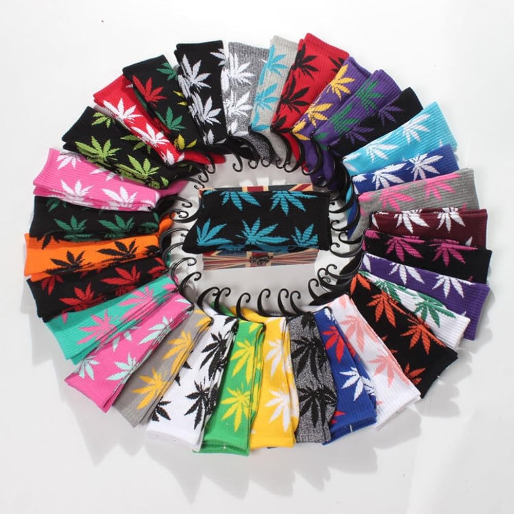 Produktbild von 12 Paar Herrensocken Mit Marihuana-Print – Weiche Baumwolle, Größe 10-13