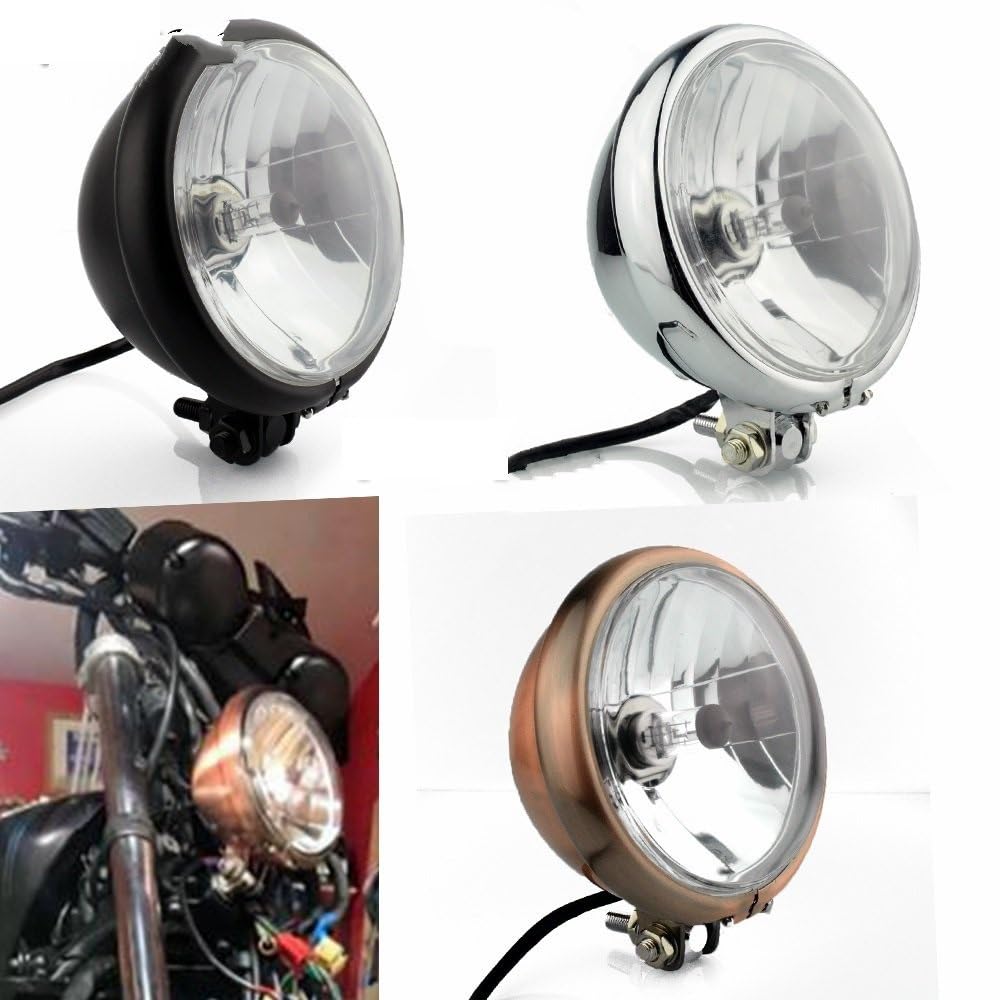 Dirt Bike Reflektor Zabytkowy reflektor motocyklowy 5 3/4" (5,75cala) solidna metalowa obudowa(6pcs black)