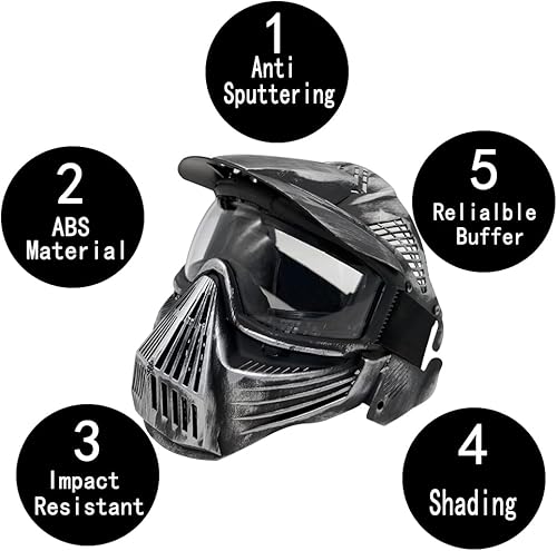 Miniatura 3 de Máscara táctica Airsoft, para caza de Airsoft BB, juego CS de cara completa, equipo táctico resistente a los impactos con gafas, esquí de motocross,