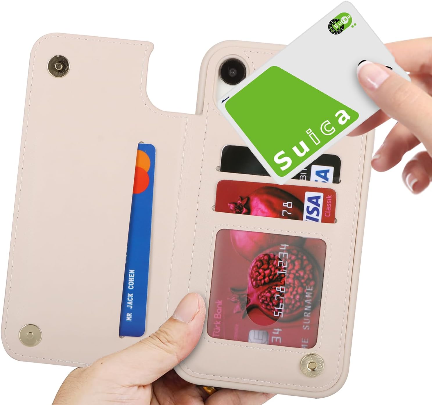 iCoverCase Compatible with iPhone XR Case with Card Holder, Wallet Phone Case for Women Men RFID Blocking PU Leather Protective Case 6.1 Inch (Beige) - Image 9