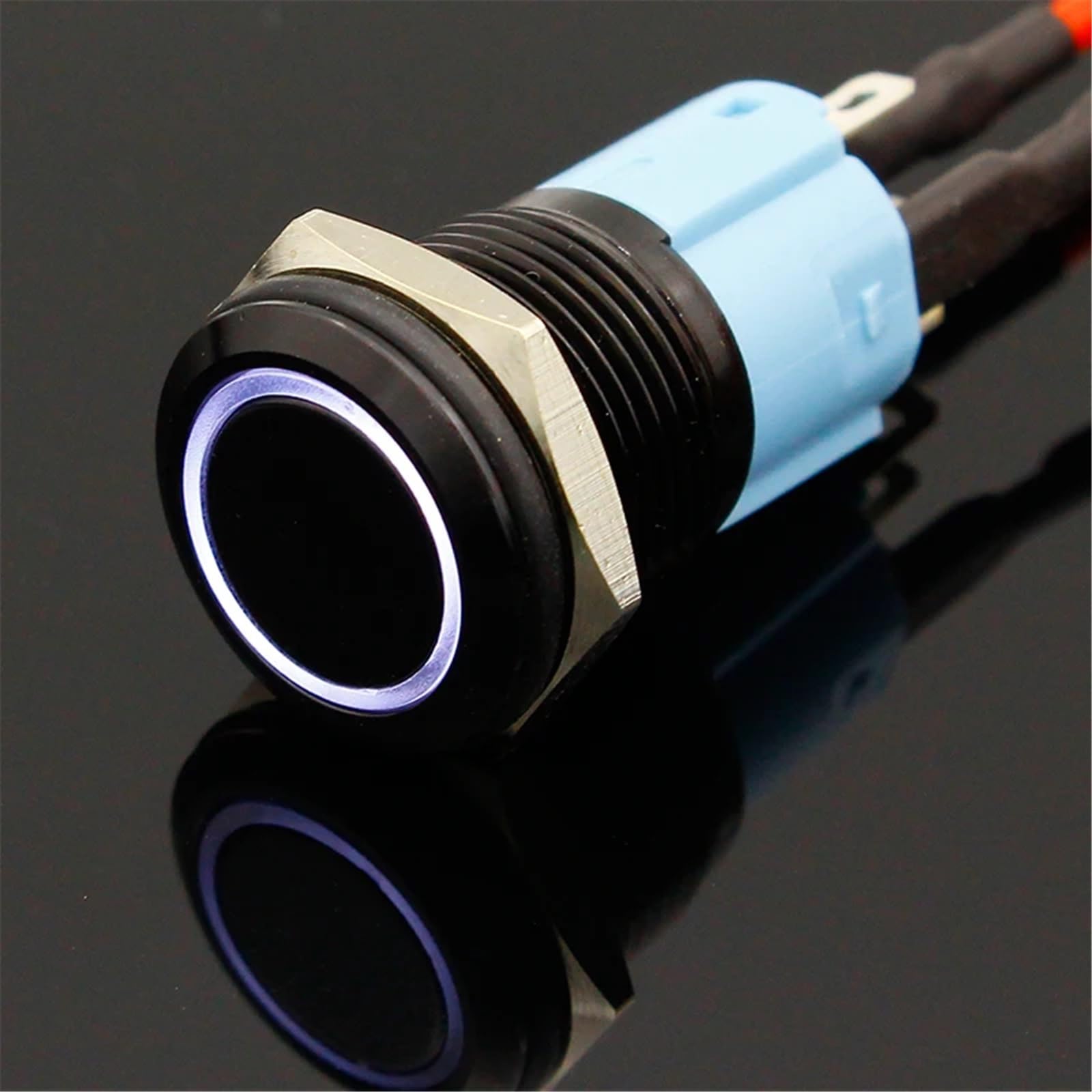 Interruptor pulsador metálico de 16mm con bloqueo y switch socket de 24V 8