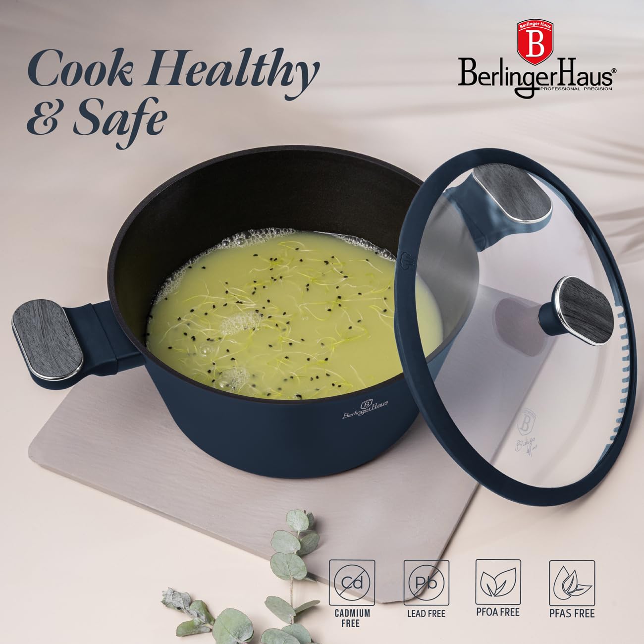 Berlinger Haus 15-teiliges Titan-beschichtetes Kochgeschirr Set - Deep Sea Kollektion, antihaftbeschichtet, langlebig, elegantes Design für effizientes Kochen und einfache Reinigung