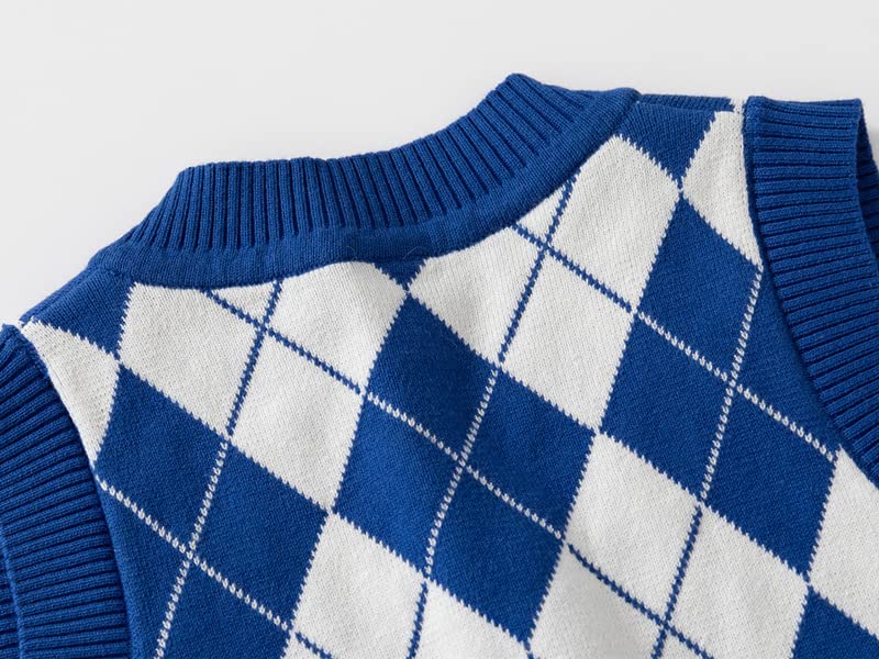 Toddler Baby Boys Girls V-Neck Plaid Sweater Vest Soft Uniform Cotton Sleeveless Pullover Knitted Waistcoat4