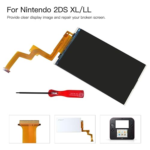 Miniatura 2 de Reemplazo superior superior de pantalla de cristal LCD para Nintendo nuevo 2DS XL LL con destornillador de pH de 0.059 in