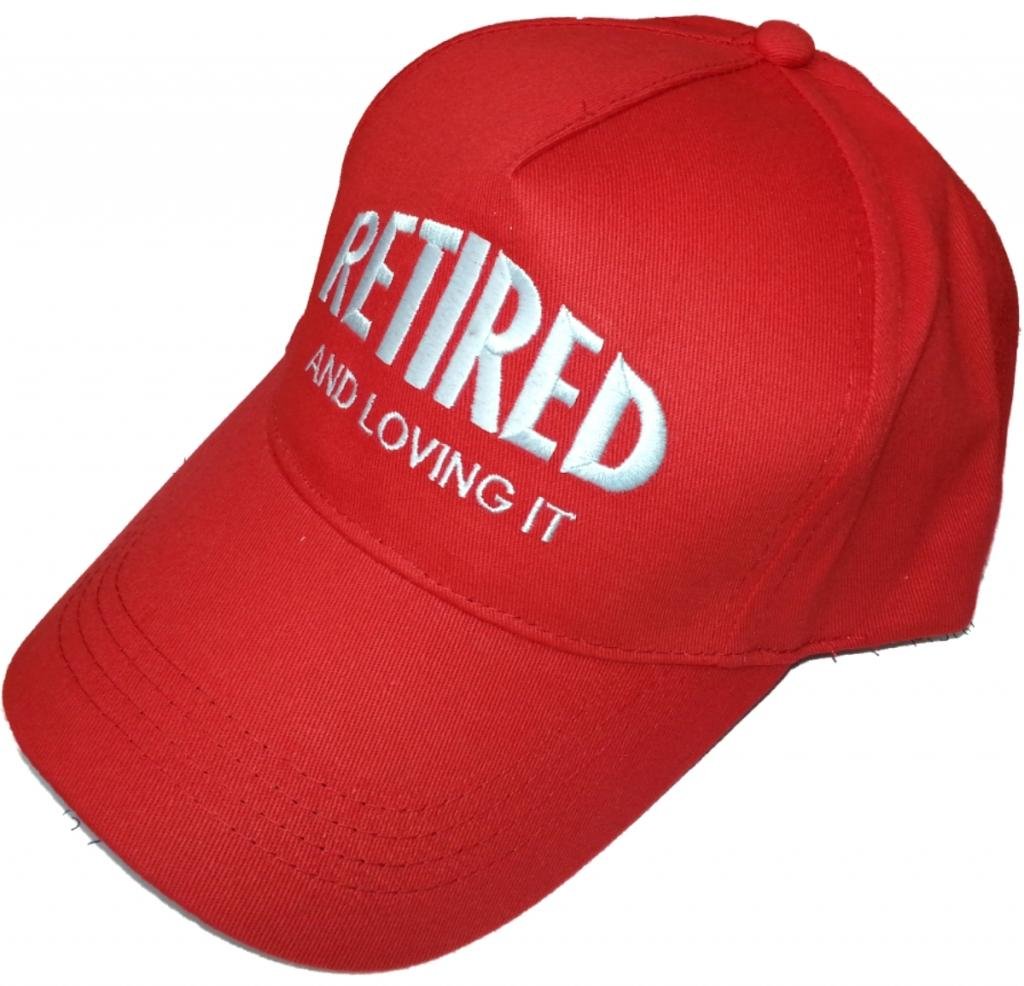 HDUK Summer HatsMens/Ladies 'Retired and Loving It' Adjustable Baseball Cap Hat/Available in Black, Red, Royal and Navy/ONE Size