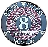 8 Year AA Coin Silver Color Plated-Medallion, Recovery Chip, 12 Step Token, Alcoholics Anonymous Coin