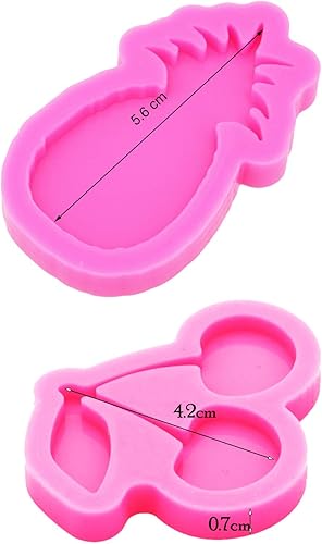 Miniatura 2 de 2 piezas brillantes y brillantes de mini fruta, piña, cereza, grupo, insignia, llavero, molde de silicona para aretes de cristal, collar de