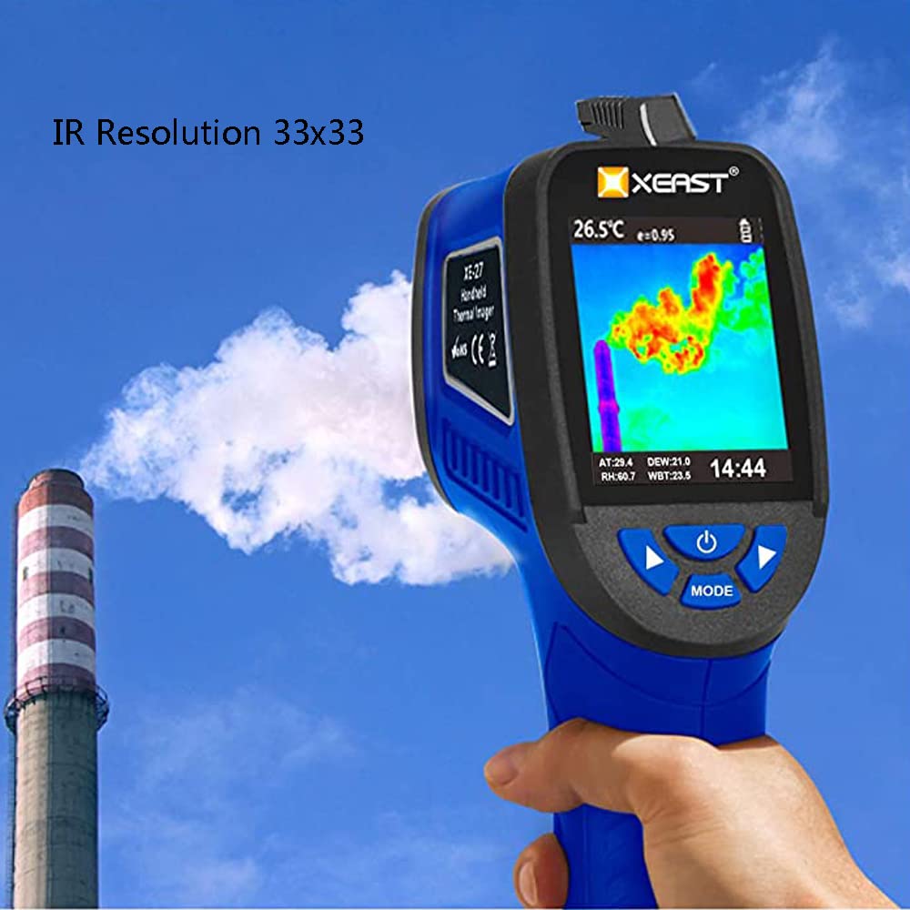 Thermal image display on XEAST XE-27 showing IR resolution