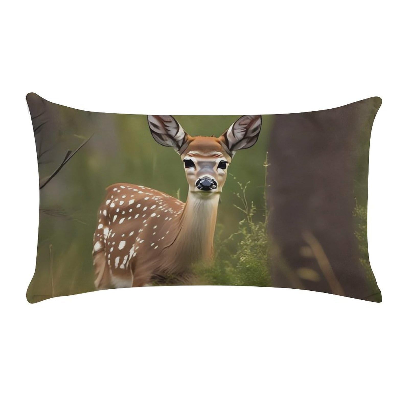 Whitetail Deer Fawn in Wilderness Stag Pillow Cases for Sofa, Super Soft Plush Pillow Cover with Zipper, Luxury Cozy Pillow Shams for All Seasons, Lightweight Pillowcases for Bedroom, 12" X 20"