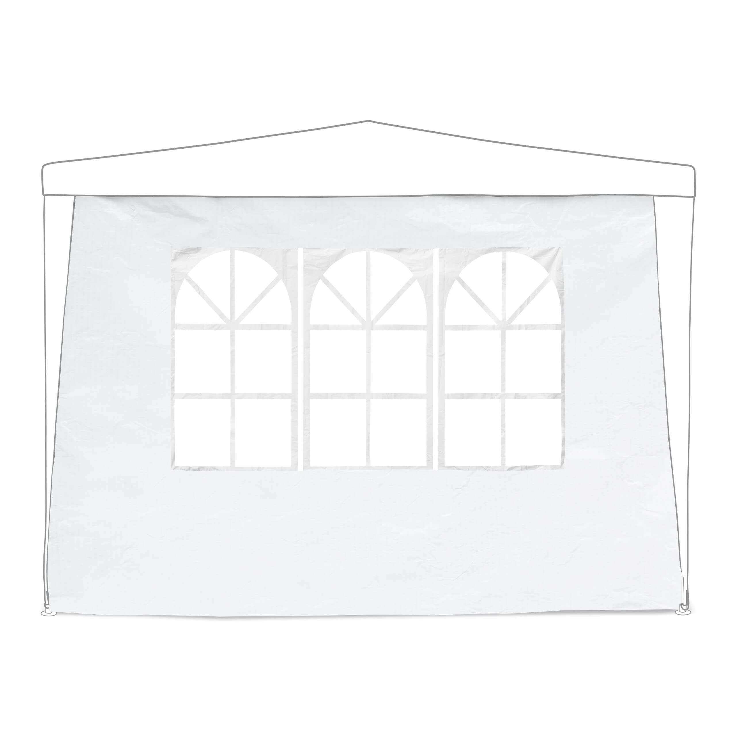 Relaxdays Tende per Gazebo Laterali, Set da 6, Telo Impermeabile in PE, Pareti Impermeabili, 2x3 m, con Finestra, Bianco