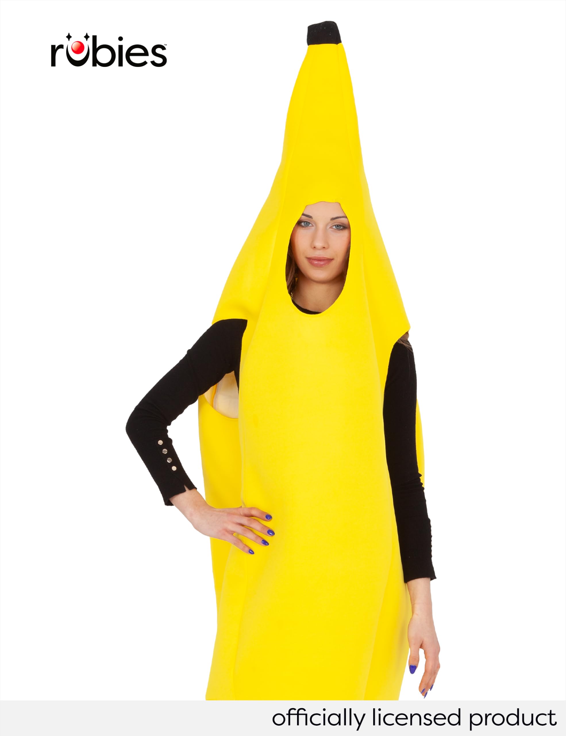 Rubies Costume Banana per adulti, uomo e donna, Tunica a forma di banana, Abito costumi per Carnevale, addio al celibato, feste e cosplay