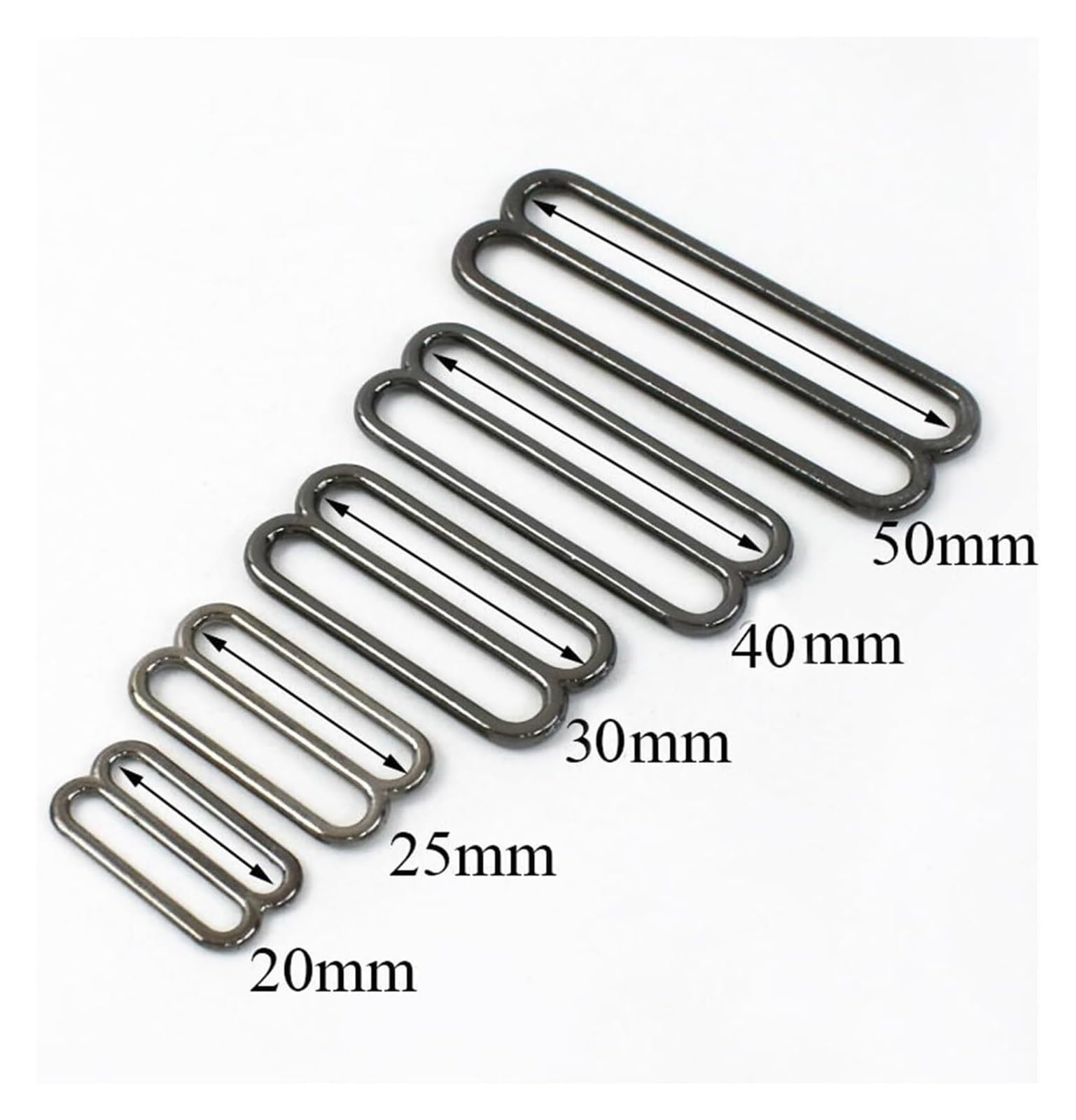 Metalowa regulowana klamra suwakowa, 5 szt. 20-50 mm Metalowe klamry regulacyjne Zapięcie biustonosza O-ring Suwaki Pasek Klamra Hak Pasek Akcesoria do szycia odzieży(Silver-triglide,30mm-20Pcs)