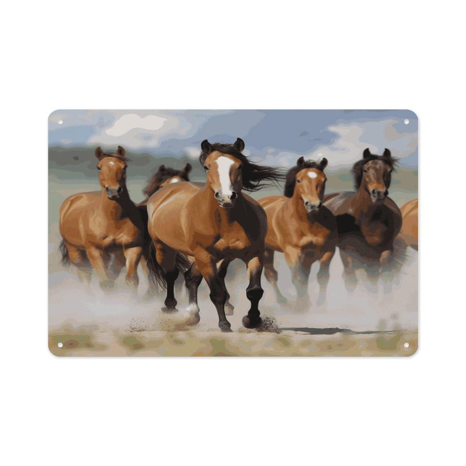 Btcowzrv Style Horses Metal Sign 7.9 X 11.8 Inch, Aluminum Sign Wall Art Decor Easy To Install, Decorative Plaque For Home Bar Kitchen Pub Shop Garage