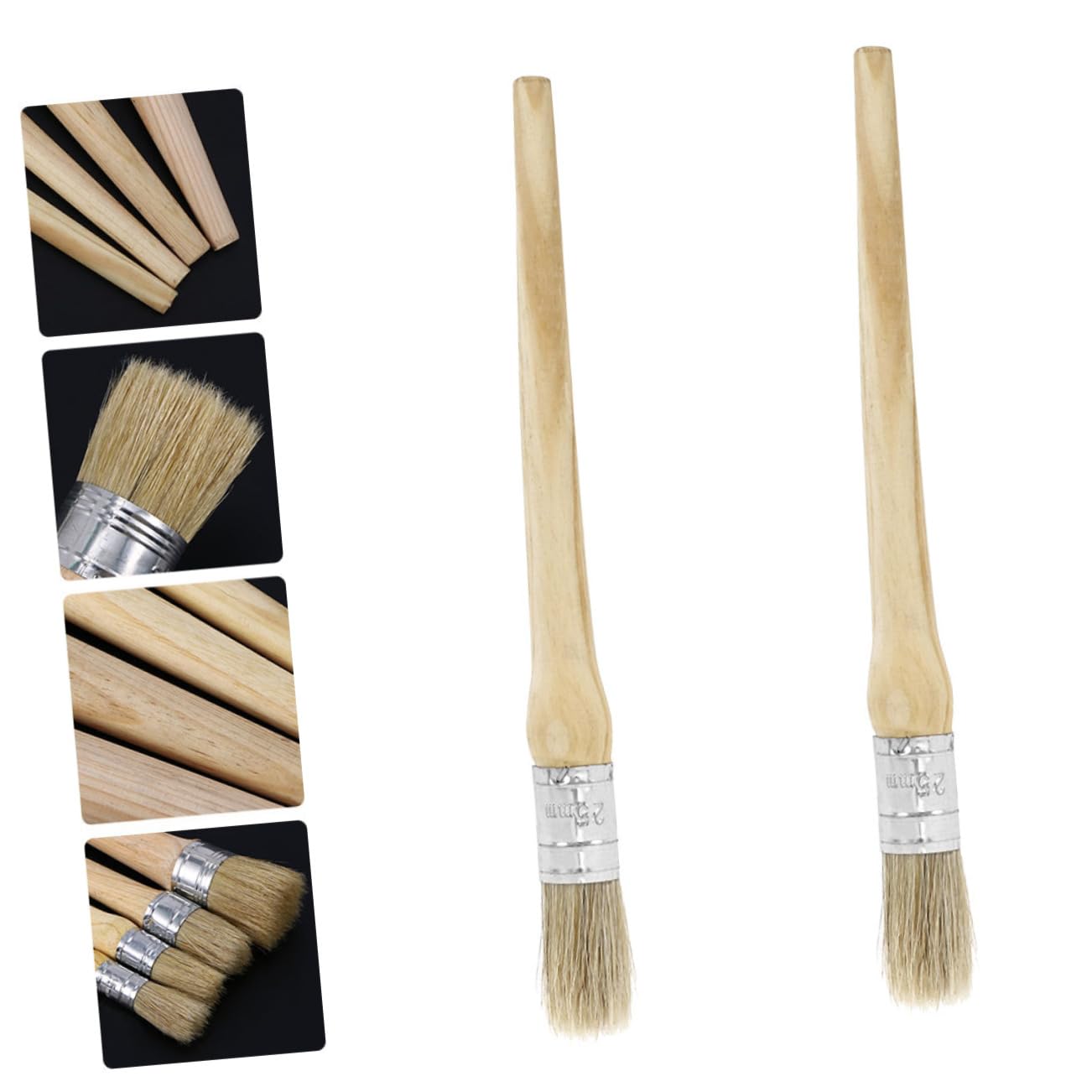 Lurrose 4er-Sets Rundpinsel Mit Ergonomischem Holzgriff Für Kunst Leicht Zu Reinigen Geeignet Für Lasuren Ölfarben 2 Stück X 4