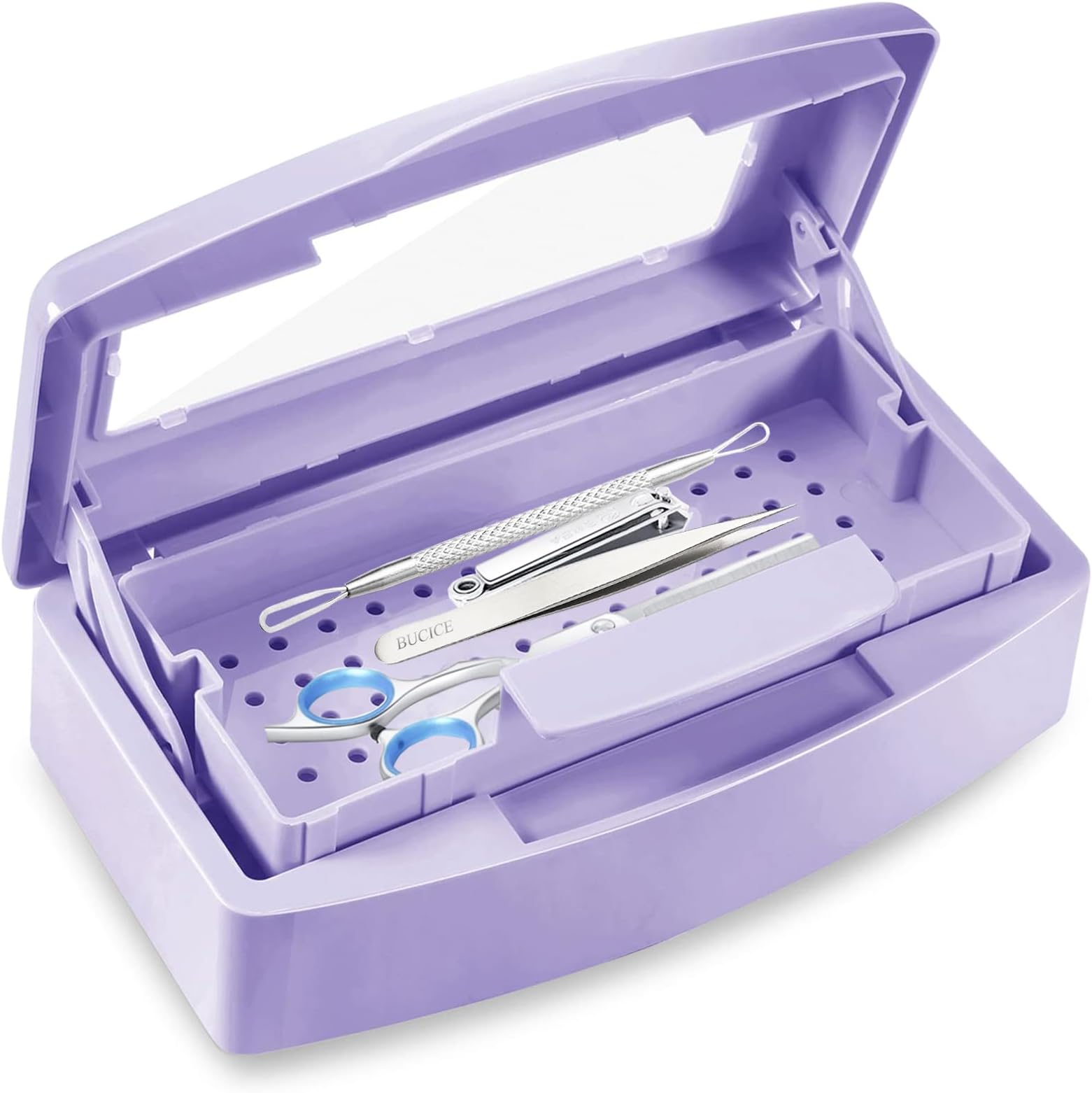 Sterilizer for Nail Tools, BUCICE Sterilization Tray for Tweezers, Nail Supplies, Hair Salon, Nail Tech Must Haves, Purple
