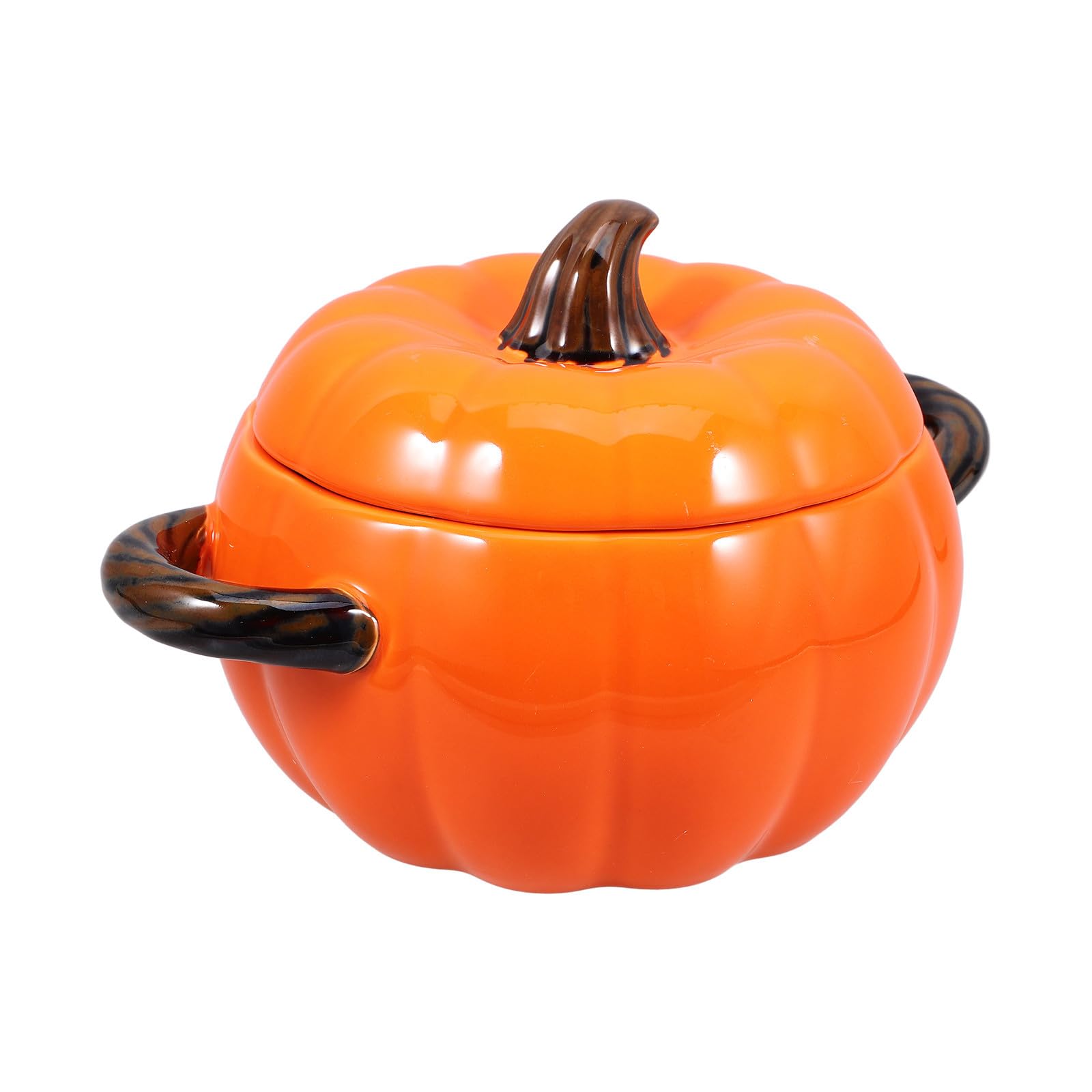 Tazón de Cerámica Marrón para Sopa con Tapa y Asas Dobles, Capacidad 1500ml, Resistente a Microondas, Adecuado para Restaurante y Hogar