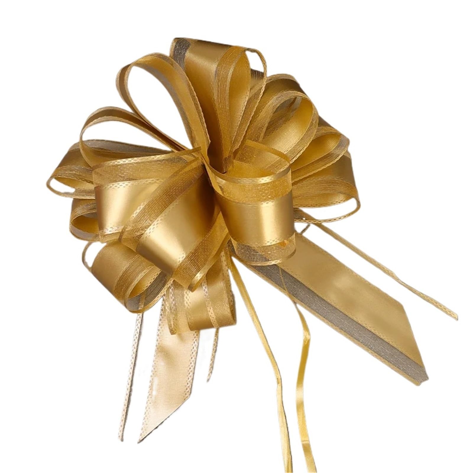 Hochzeitsauto Schleife 130 cm Lange Schleife, Verpackung, Blumenmuster, Hochzeit, Auto, Dekoration, Schnee, Gaze, Band, Box, Weinflaschen, Deko(Gold)