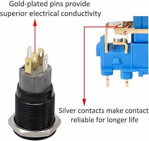 Miniatura 5 de Conexión a corriente con interruptor a botón con luz LED E Support de metal con forma ojo de ángel para autos de 16mm 12V 3A, Verde