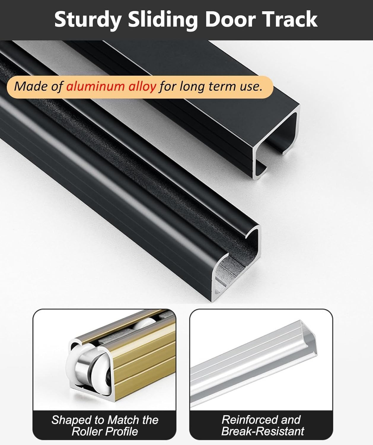 Sistema di Ante scorrevoli a Scomparsa a soffitto Nere - Porta Scorrevole in Vetro da 80 cm (2,6 Piedi) per Armadio, Bagno, Balcone, Studio, Ufficio Domestico - Design salvaspazio