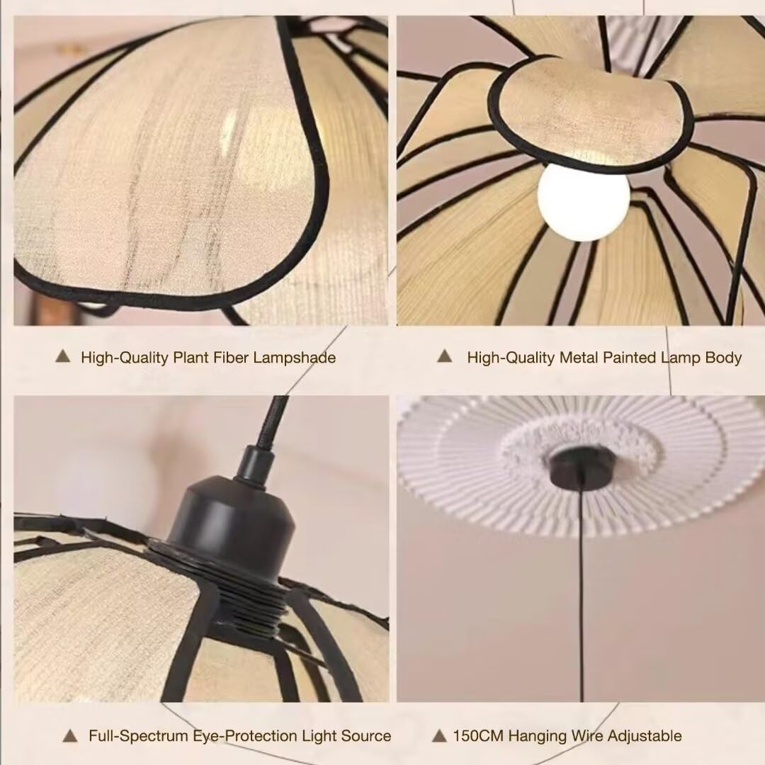 Płatek abaki lampa wisząca prosta sztuka lampa wisząca z płatkami naturalne światło sufitowe lampa sufitowa dekoracyjny żyrandol do sypialni salon jadalnia 50cm