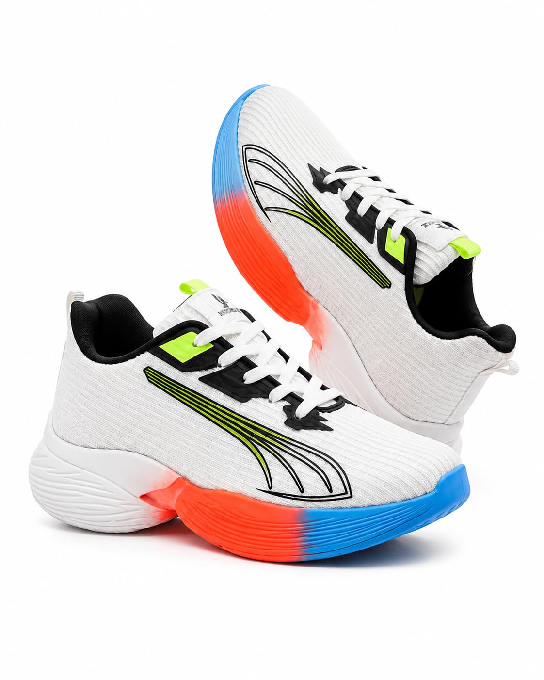 Men's Casual Sports Running Shoes White Multicolour Sole | Daily Wear, Gym & Yoga, Lace-Up Closure, Lightweight Design, Vibrant Coloured Sole-image-8