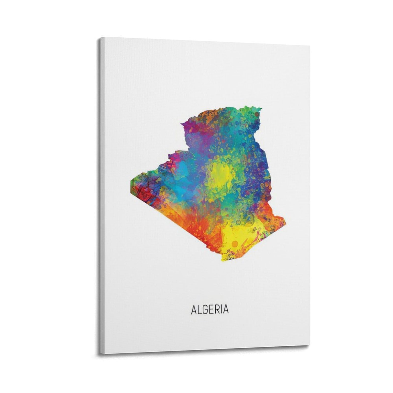 MJZLQN Map Poster Of Algeria With Watercolor Poster Decorative Painting Canvas Wall Posters And Art Picture Print Modern Family Bedroom Decor Posters 20x30inch(50x75cm)