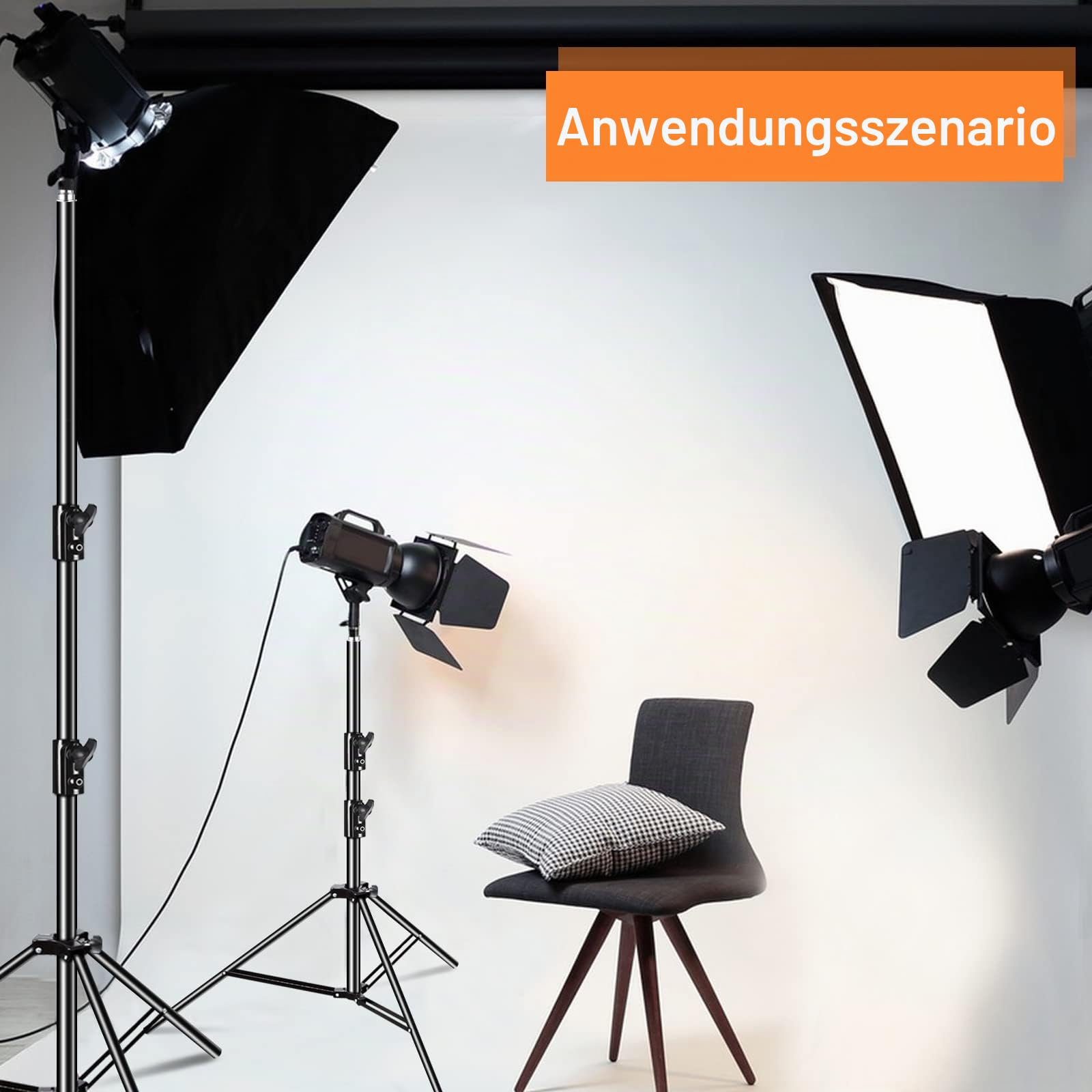 EMART Lichtstativ Heavy Duty 2,6 m, Aluminium Light Stand mit 1/4"-Gewinde, Max. Belastbarkeit 10 kg für Fotografische Beleuchtung, Softboxen, Blitzlicht - 2 Stück